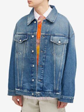 Acne Studios Morris Oversized Denim Jacket Blue Cotton Made in Italy Large XL